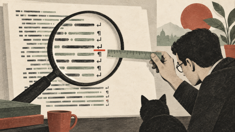 A ruler aligns an error underline with the correct position across line endings.