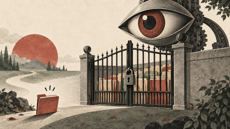 A closed gate prevents a late file from reactivating a mechanical watcher.