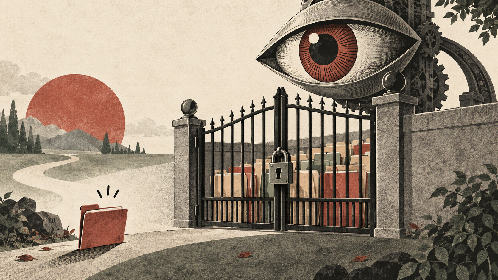A closed gate prevents a late file from reactivating a mechanical watcher.